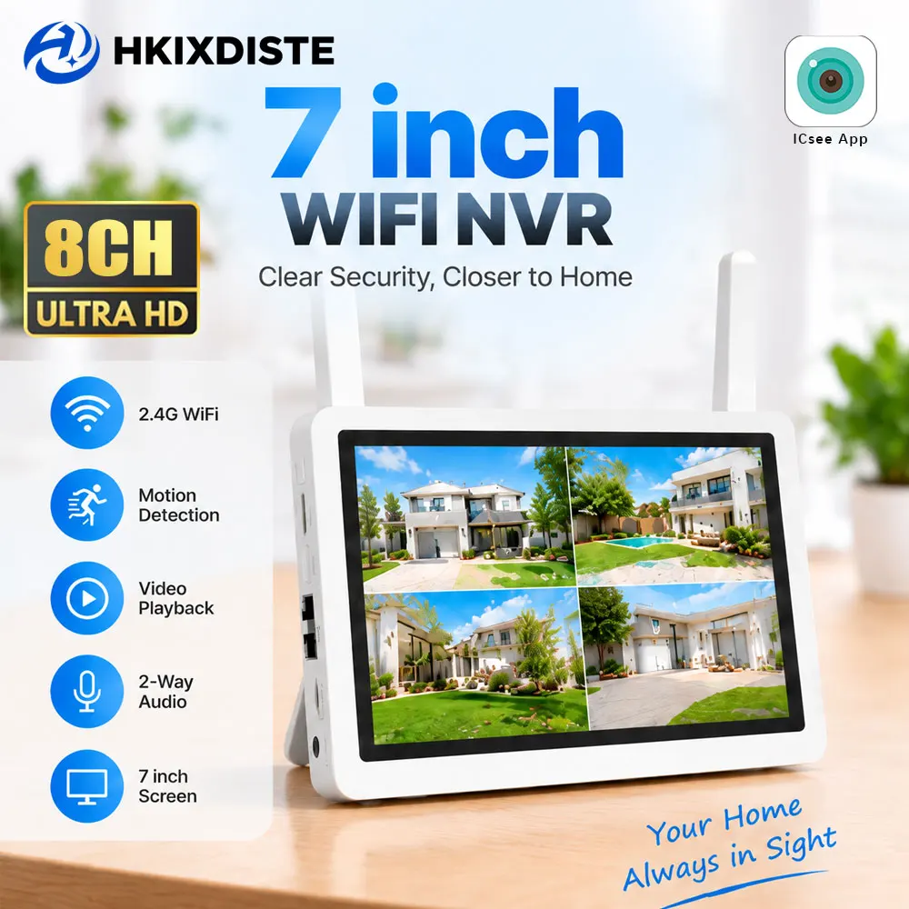 Home Security With Monitoring - 7 İnç 8 Kanallı 5MP WiFi