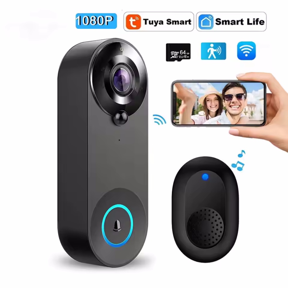 Home Security Tech - Tuya 1080P kablosuz WIFI kapı zili