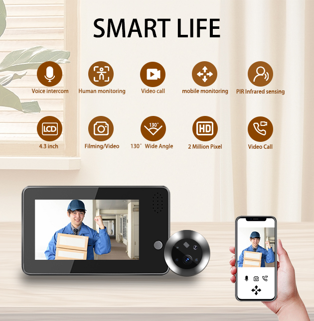 Home Security Doorbell Camera - 4.3 inç Tuya Smartlife WiFi Kapı
