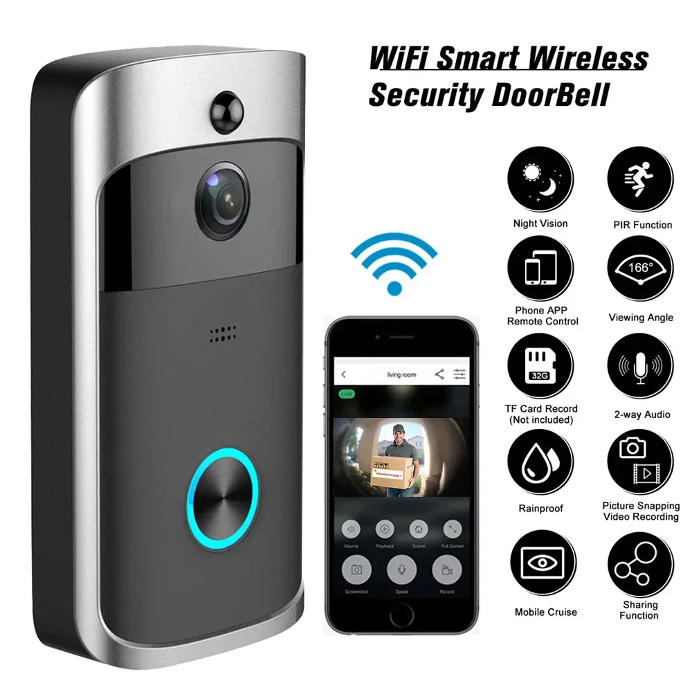 Home Security Doorbell Camera - 720P HD Akıllı Ev Kablosuz WIFI