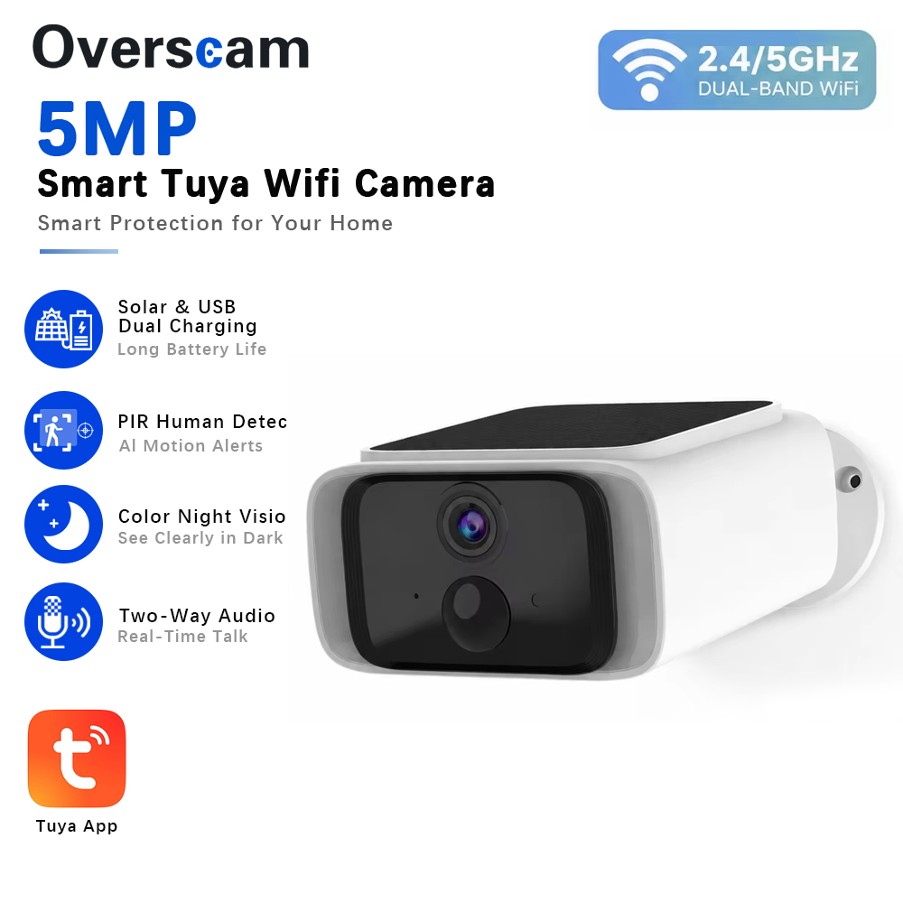 Home Security Tech - Tuya 5MP Güneş Enerjili Güvenlik Kamerası