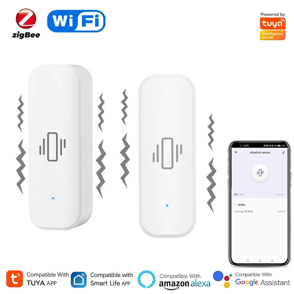 Home Security With Monitoring - Tuya WiFi/Zigbee akıllı titreşim sensörü ev