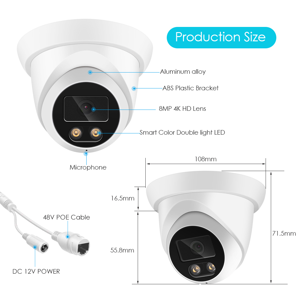 4K 8MP IP Kamera Ses Açık POE  - Home Security Product incelemesi ve fiyatı