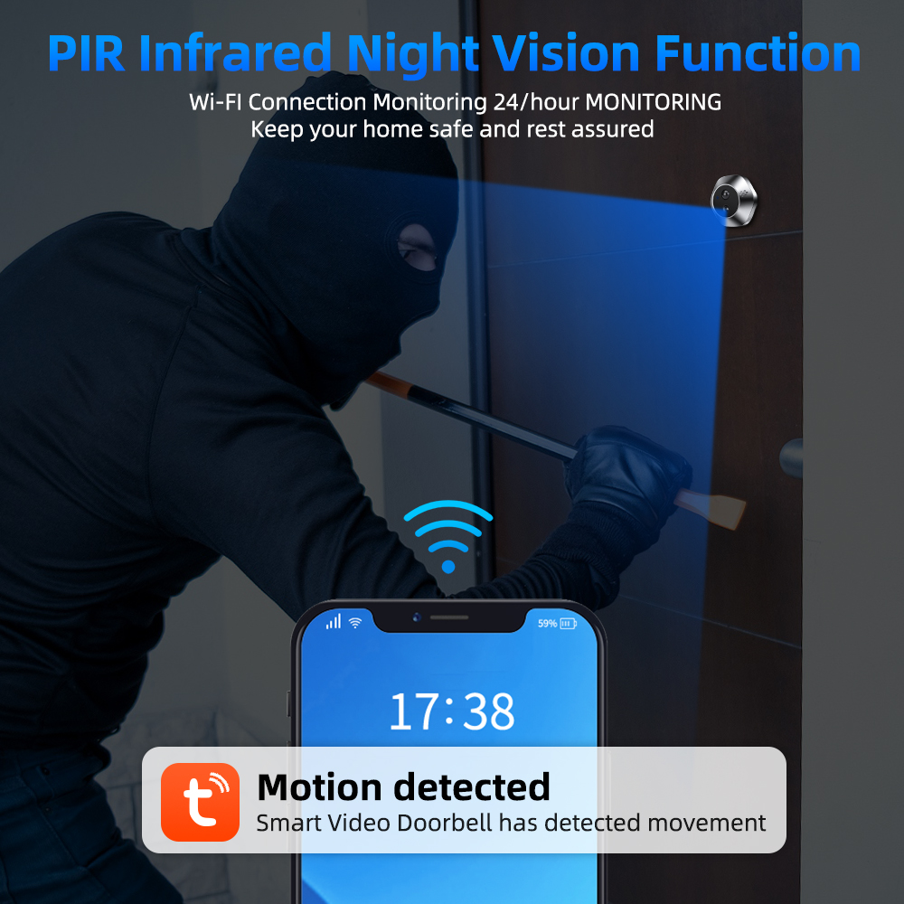 1080P WiFi Peephole Tuya Akıll - Home Security Tech incelemesi ve fiyatı